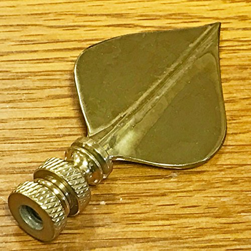 Image of Royal Designs Spade Leaf 2.5 inch Lamp Finial for Lamp Shade, Polished Brass - Set of 2