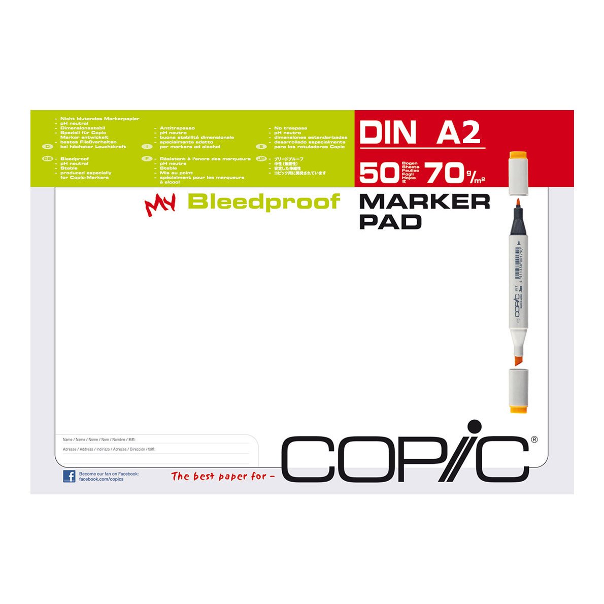 COPIC CZ25003 Markerblock DIN A2, 70 g/qm, 50 Blatt