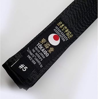 Tokaido Karate Belt, Black Satin Belt - JKA #8/355cm - 140" inches