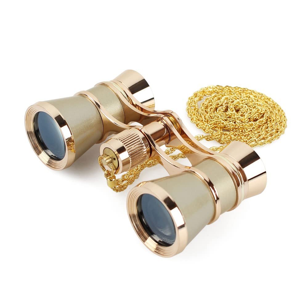 Ópera Teatro 3X25 Gafas Plegables clásicas binoculares Cuerpo de Metal Lente óptica Teatro telescopio diseño Retro Regalos for Mujeres (Color : Yellow)