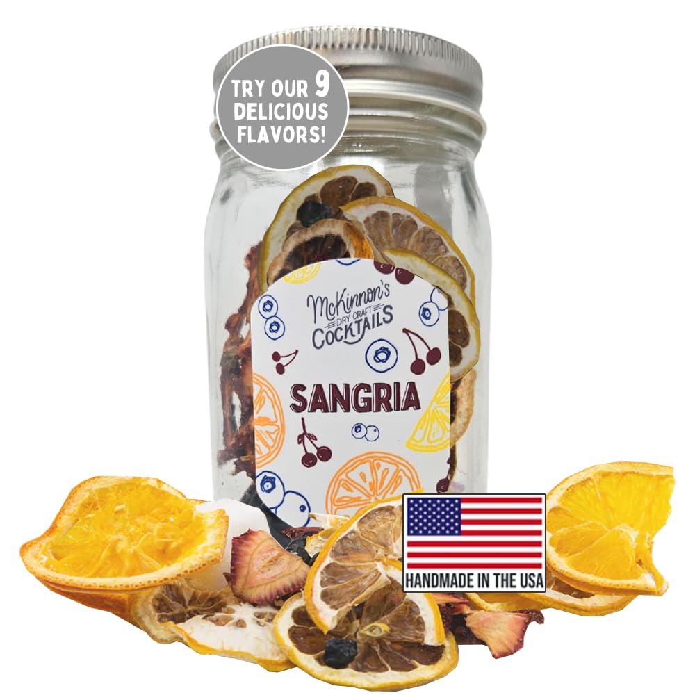 McKinnon’s Dry Craft Cocktails Dehydrated Fruits and Herbs, DIY Mixology, Infusion Kit, Mason Jar Serves 8 – 16 Drinks (Sangria, 1 Jar)