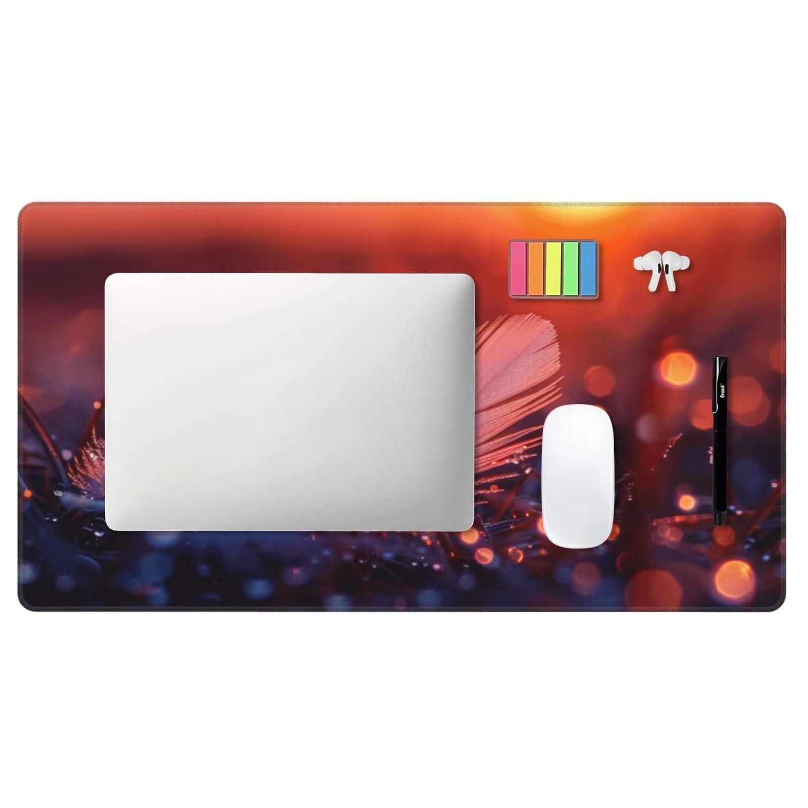 Alfombrilla de Ratón Gaming Grande XXL 1200x600x4mm con Bordes Cosidos, Tela de Micro Tejido, Base Goma Antideslizante y Mouse Pad, para Teclado Jugadores Escritorio, PC, Oficina Cuentas Plumas Y6273