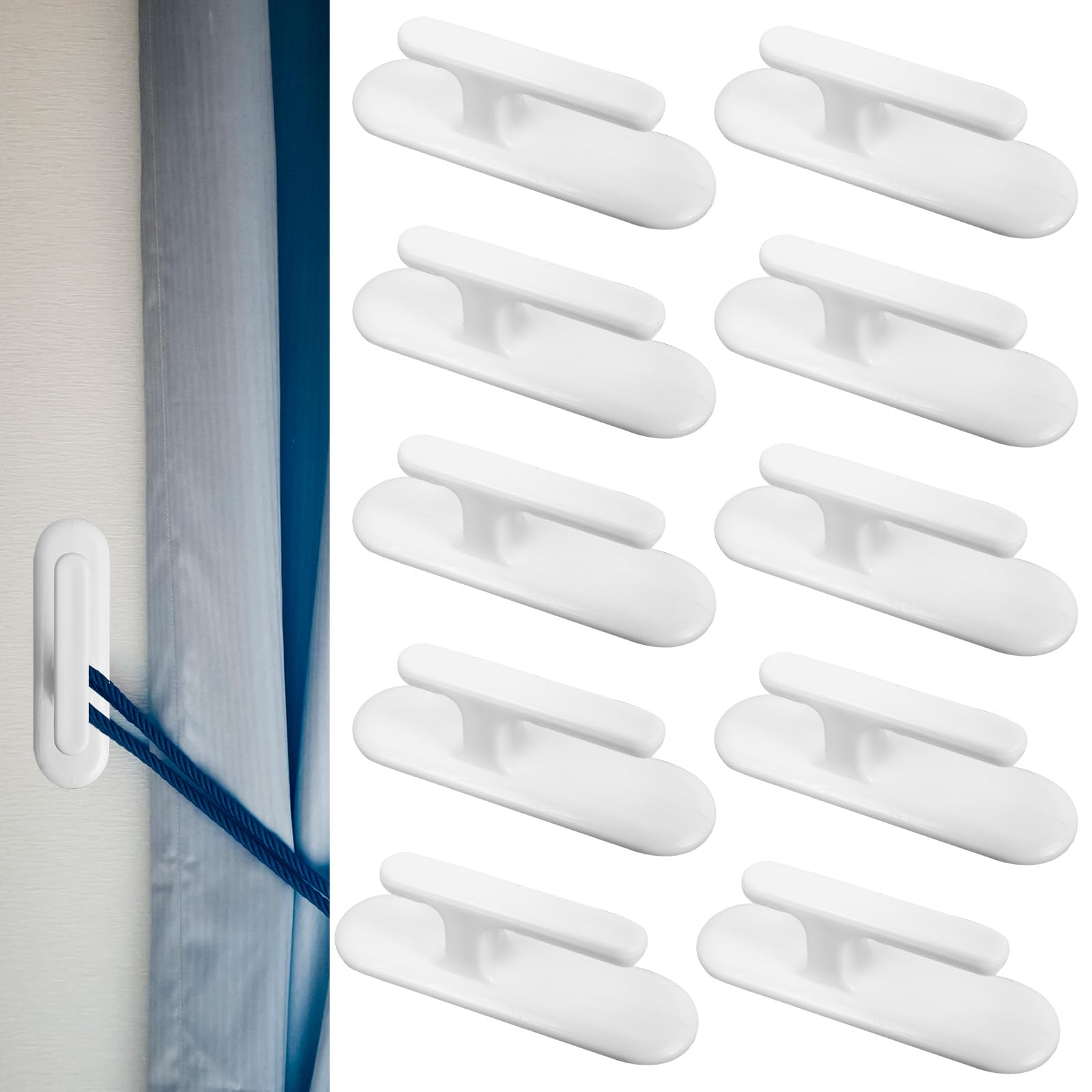 Cord Winder 10-Pack White Blind S Self-Adhesive Safety Hooks For