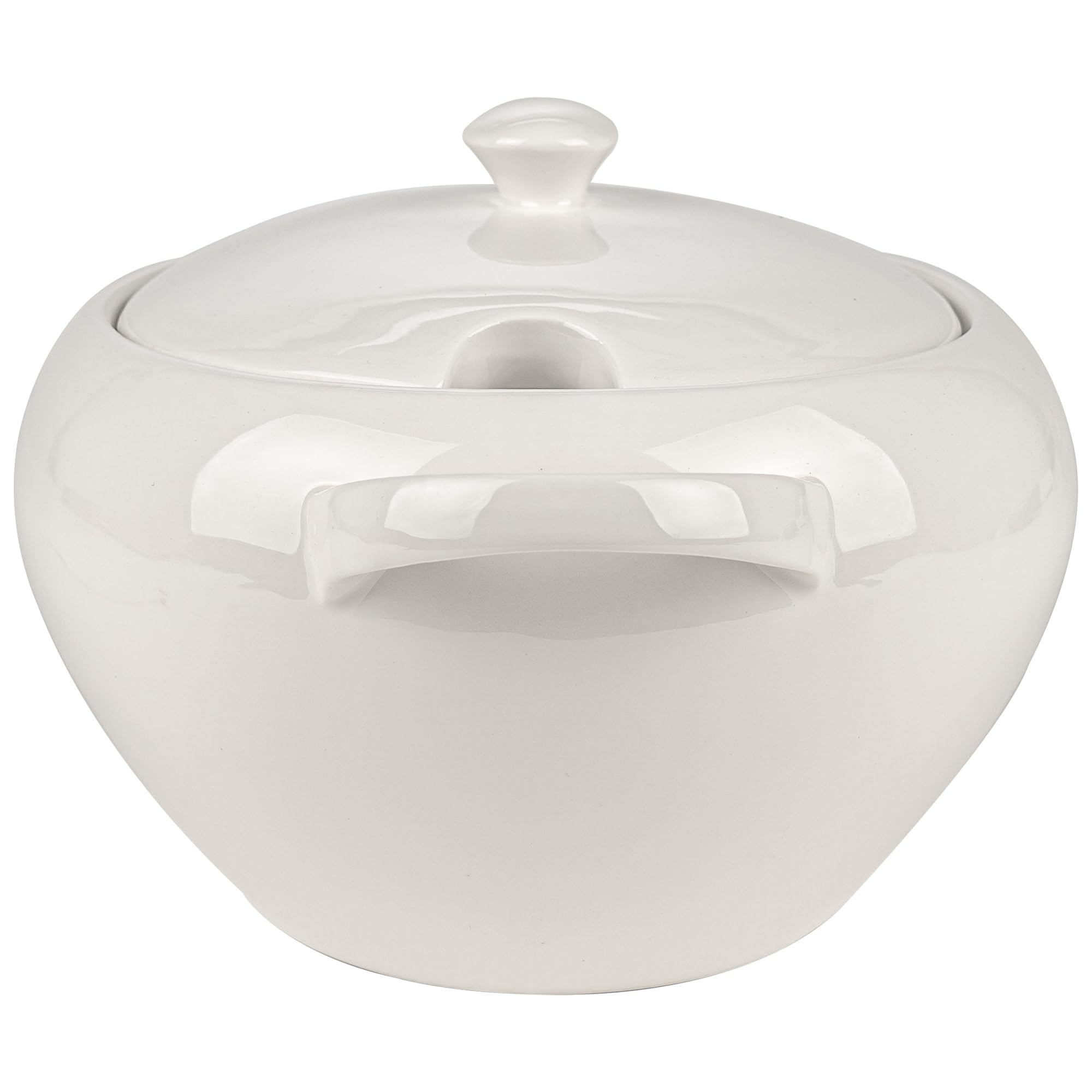 Suppenterrine Porzellan mit Deckel - 3.1L - Weiss Suppenschüssel Groß - Modern Servierschüssel - Soup Terrine - Suppentopf - Suppen Serviertopf - Ideal für Weihnachten - Weißwursttopf