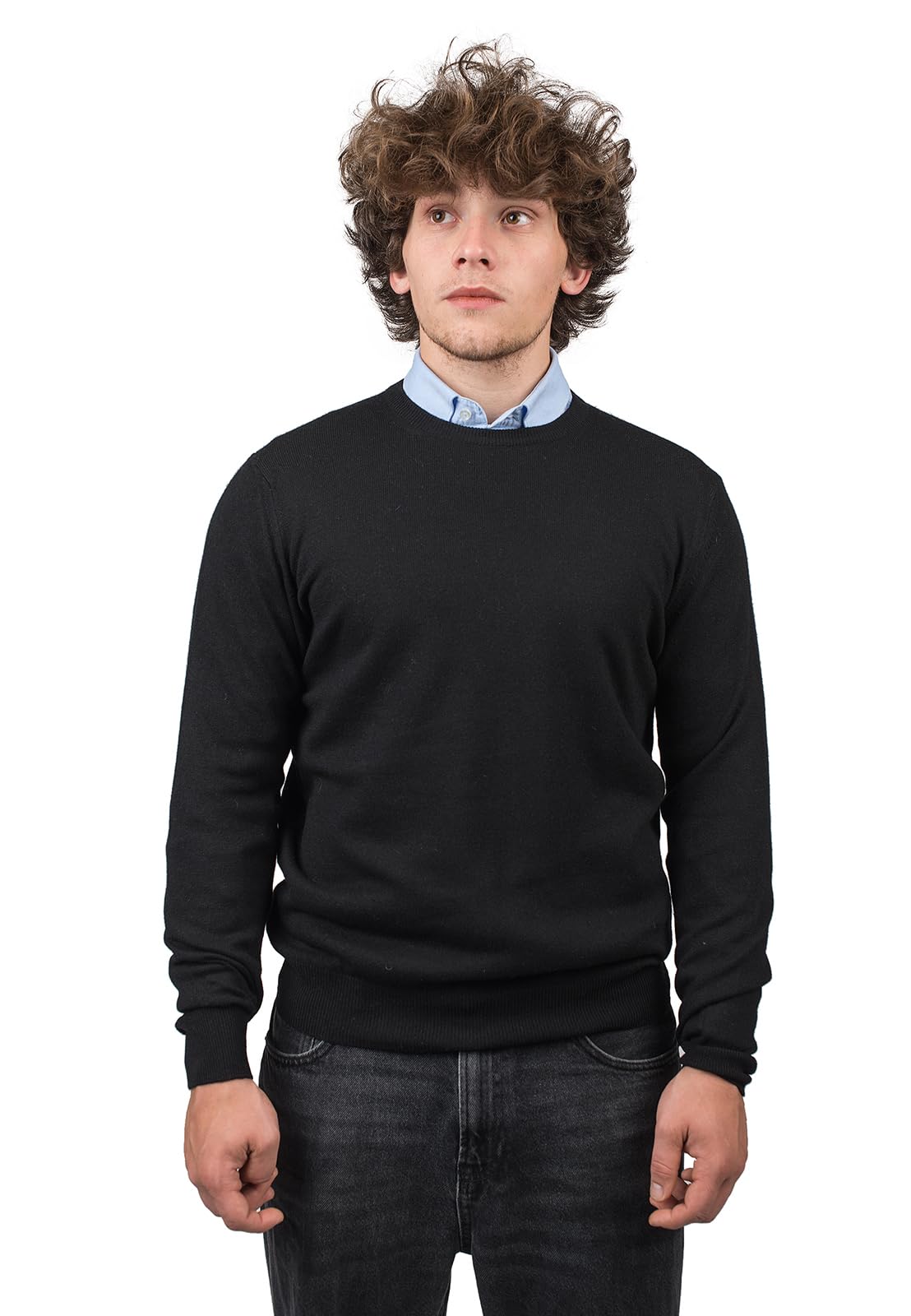 Dalle Piane Cashmere Mens Wool Cashmere Blend Crew Neck Sweater