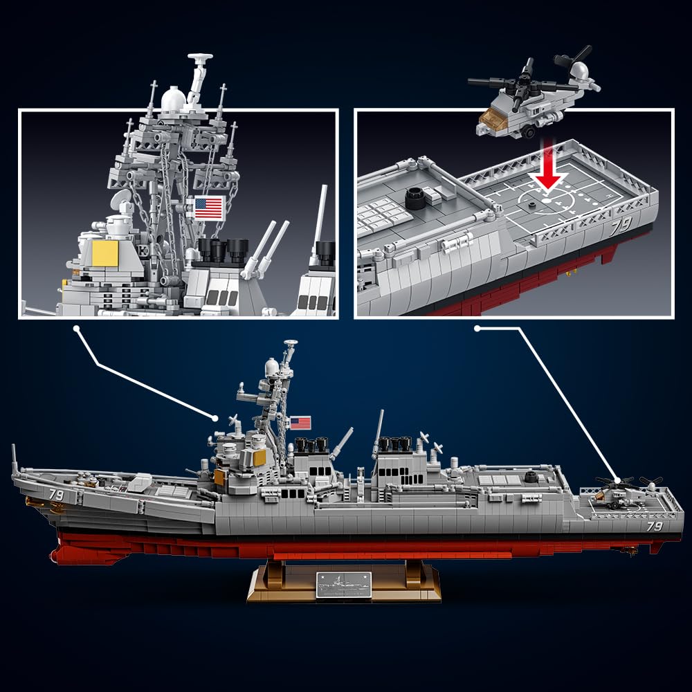 Amazon.co.jp: MISINI M7021アーリー・バーク級駆逐艦積み木セット