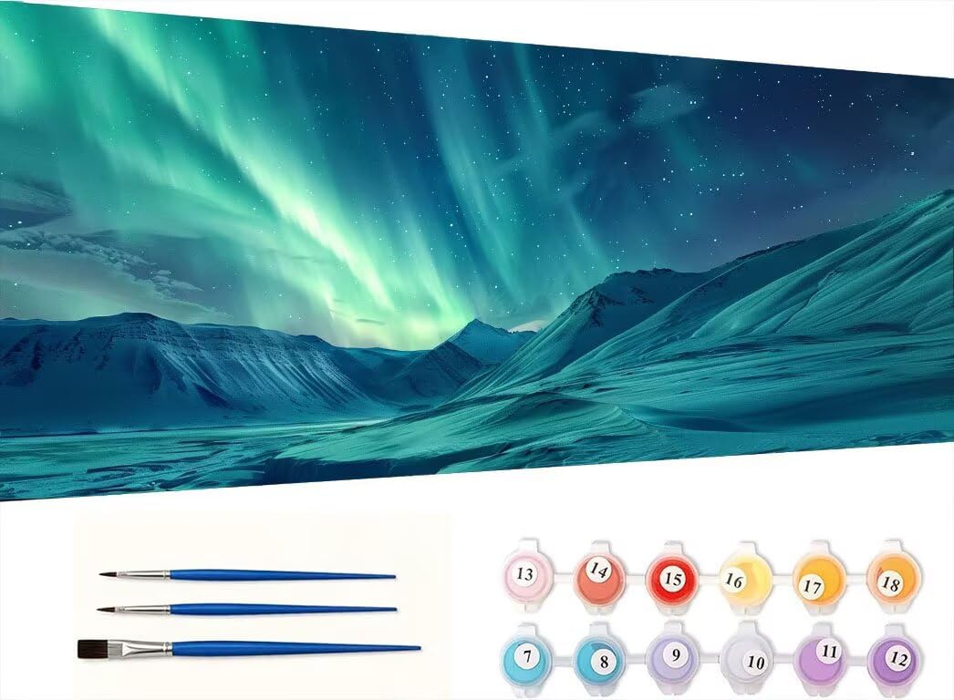 Pintar por Numeros Adultos, Aurora MontañA Nevada, 70x90cm 7JGWX-255