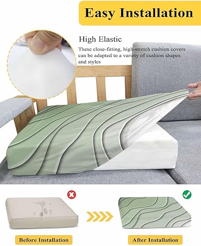 Miniatura 5 de Fundas de cojín elásticas geométricas de color verde salvia para sofá, seccional, individual, en forma de L, funda protectora para muebles con parte