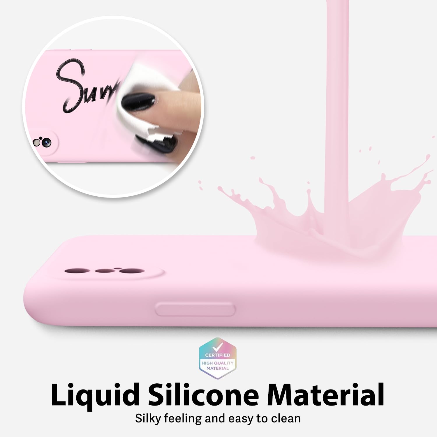 oakxco for iPhone 16 Pro Max Case Liquid Silicone, Soft Rubber Gel Elegant Aesthetic Basic Simple Cover, Cute Thin Slim TPU Matte Solid Color Plain Smooth Case for Women Girl, Light Pink — view 925
