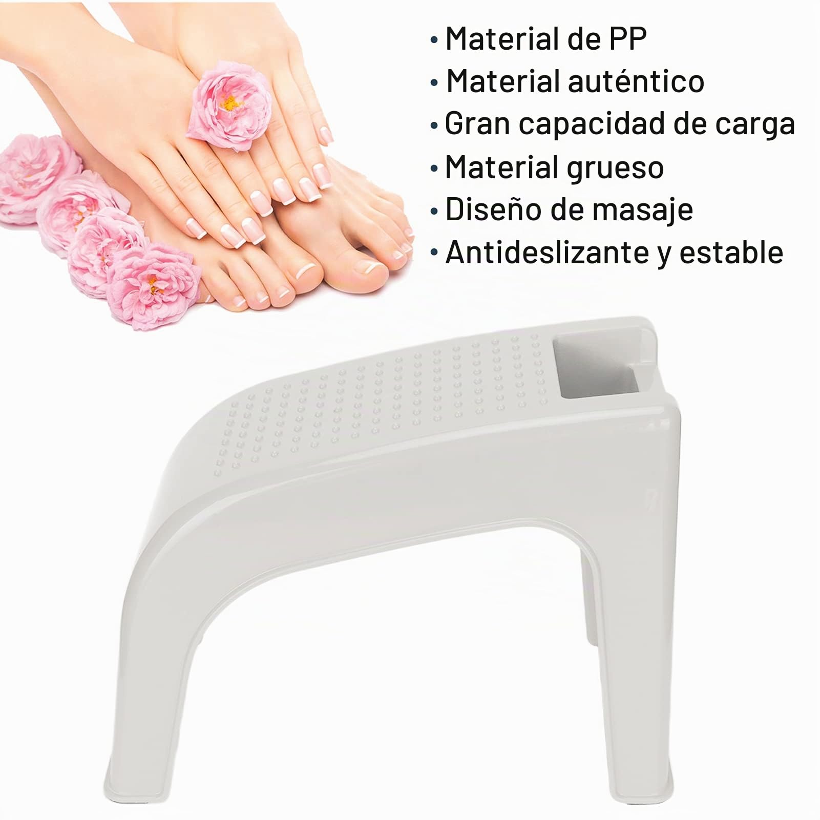 Reposapiés De Ducha, Taburete De Ducha para Afeitar Las Piernas, Fuerte Capacidad De Carga, Antideslizante, Estable, Masajeable, Cómodo, Ligero, Taburete De Pedicura, Soporte De Pedicura,(Beige)