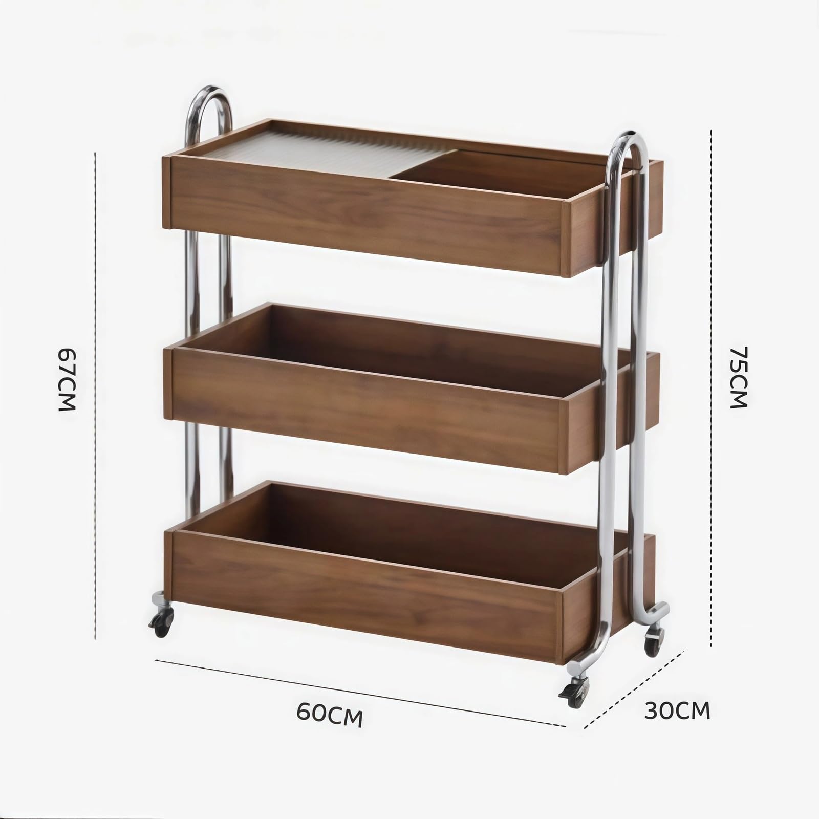 Estante Organizador de Almacenamiento con Carrito Mesa Auxiliar rodante 3 Niveles for Sala Estar y Cocina Carro Utilitario(Negro)