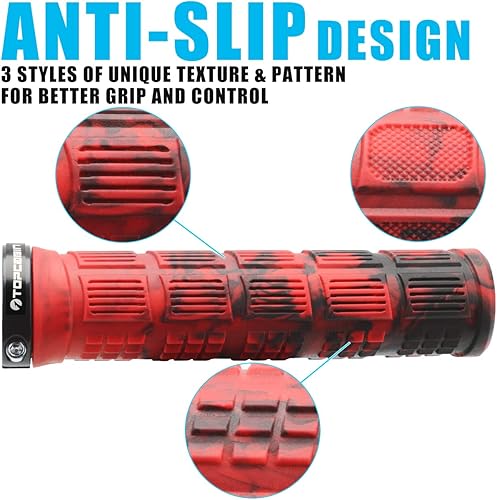 Vista 49 de Puños de manillar de bicicleta de doble bloqueo - Puños cómodos de goma para bicicleta de montaña BMX (Enchufe de bloqueo de aluminio+empuñaduras)