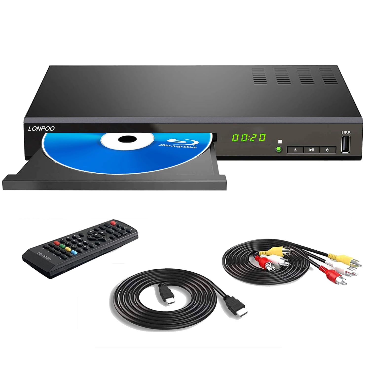Amazon | LONPOO 1080P HD Blu-ray DVDプレーヤー HDMI & AV & 同軸