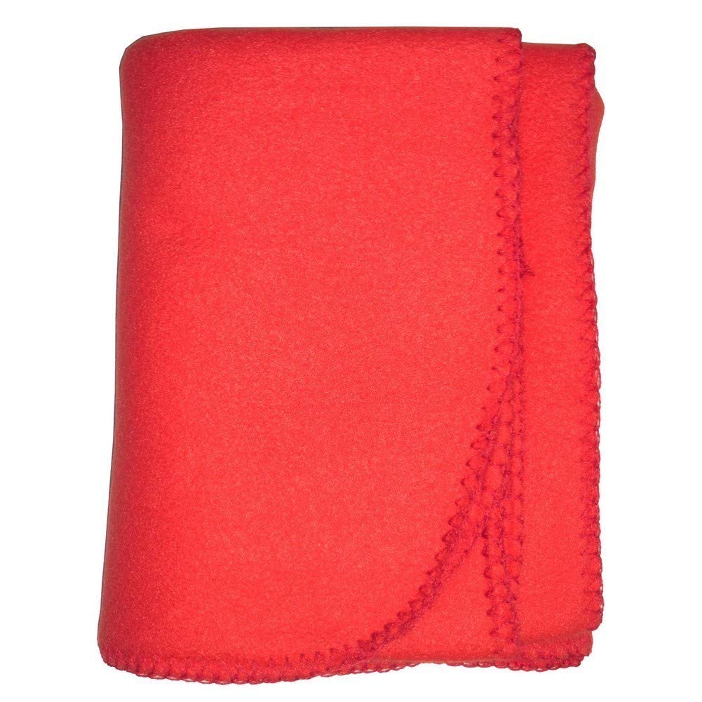 Bambini Baby Unisex Red Solid Color Pastel Soft Polar Fleece Blanket