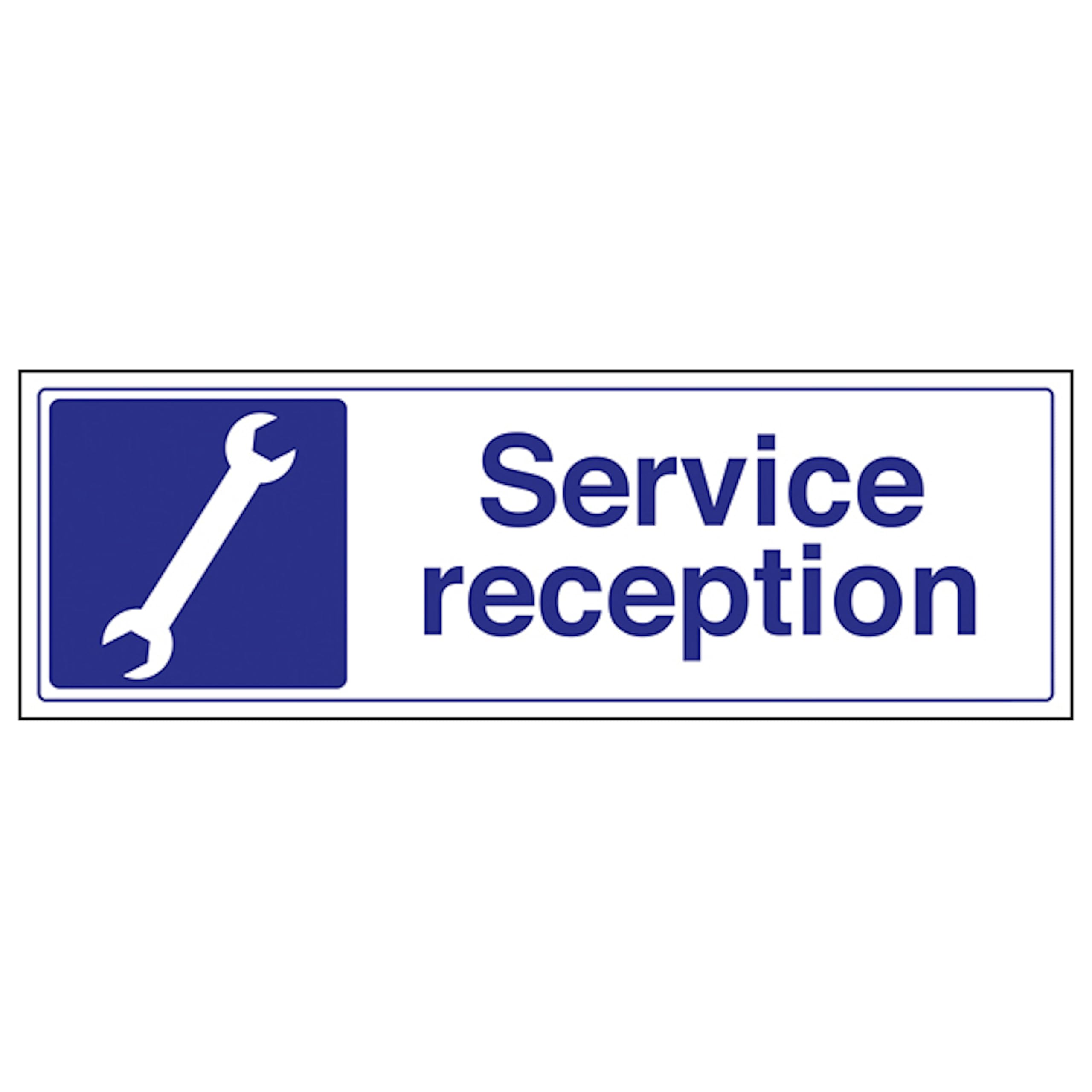 V Safety Service Reception - Landscape 300 x 100 mm - 2mm Super-Tough Rigid Plastic Safety Sign