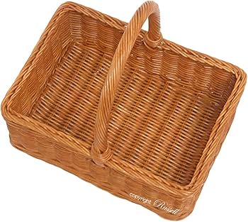 Amazon.co.jp: 型番188 籐かごバスケット 上質天然素材 ハンドル付き