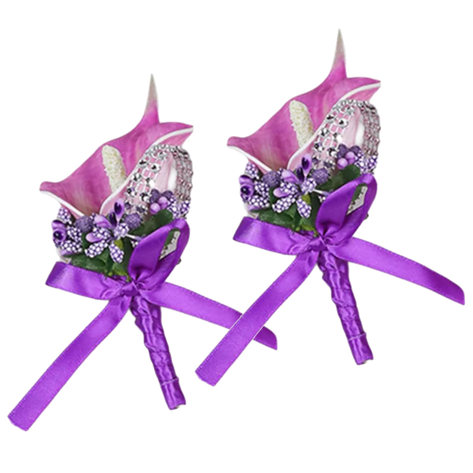 HDOYTXXM Calla Boutonnieres Artificial Flower Arrangement for Wedding Reception Ceremony Engagement Decors Elegant Faux Calla Boutonniere for Bride and Groom