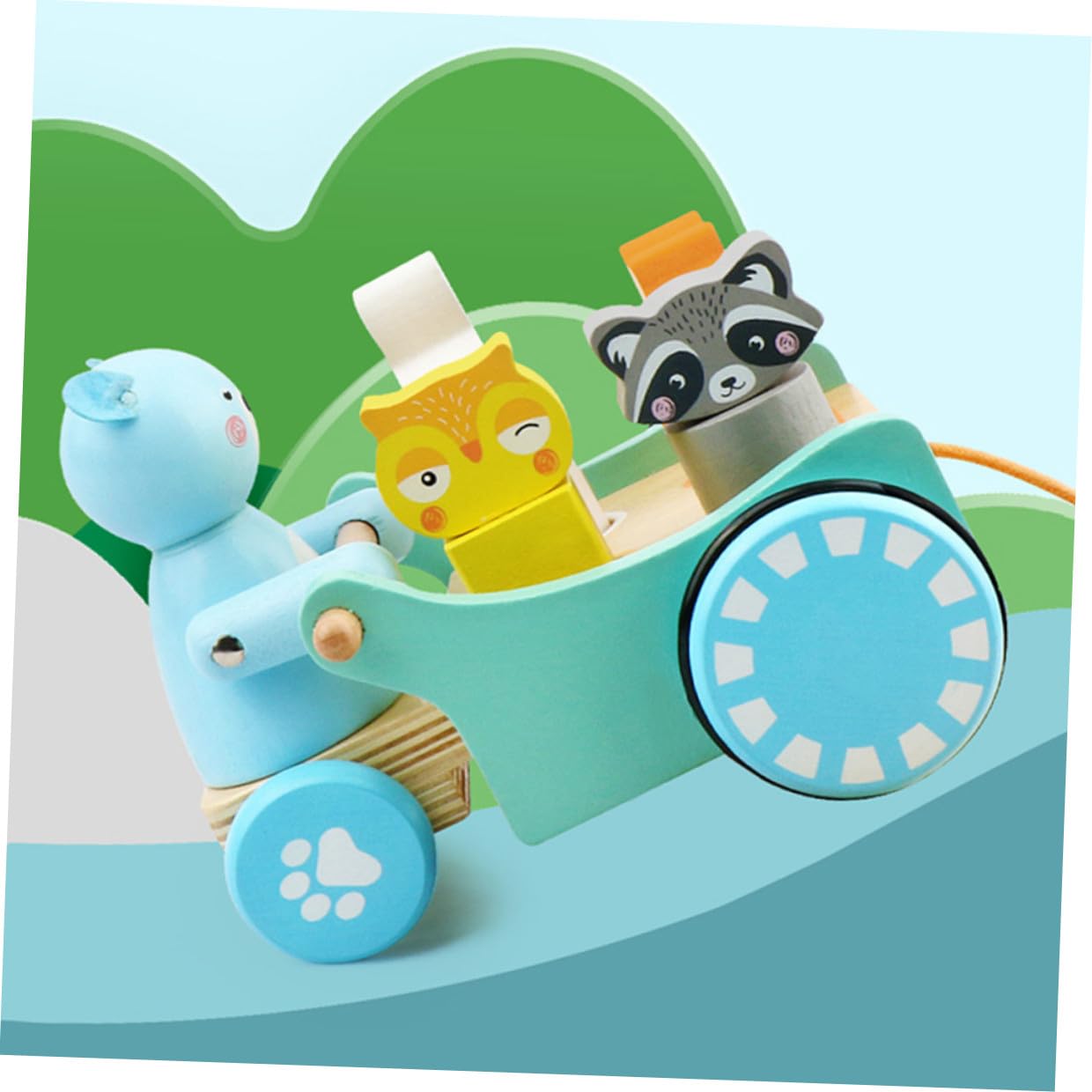 Carrito de Arrastre de Madera Diseño de Animales para Niños