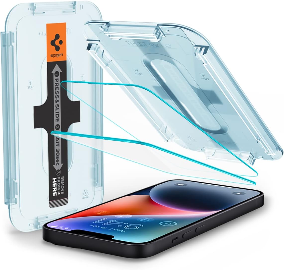 Spigen EZ Fit Sensor Protection Tempered Glass Screen Protector for iPhone 14 Plus, iPhone 13 Pro Max - 2 Pack