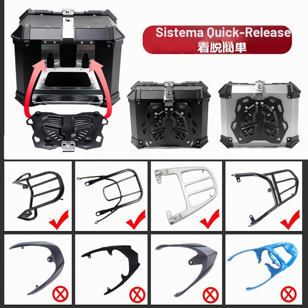 Bauletto top case in alluminio per moto, 45 LT, 55 LT, 65 LT, 80 LT, 100 LT, bauletto impermeabile per casco, per scooter, moto, ciclomotore e quad