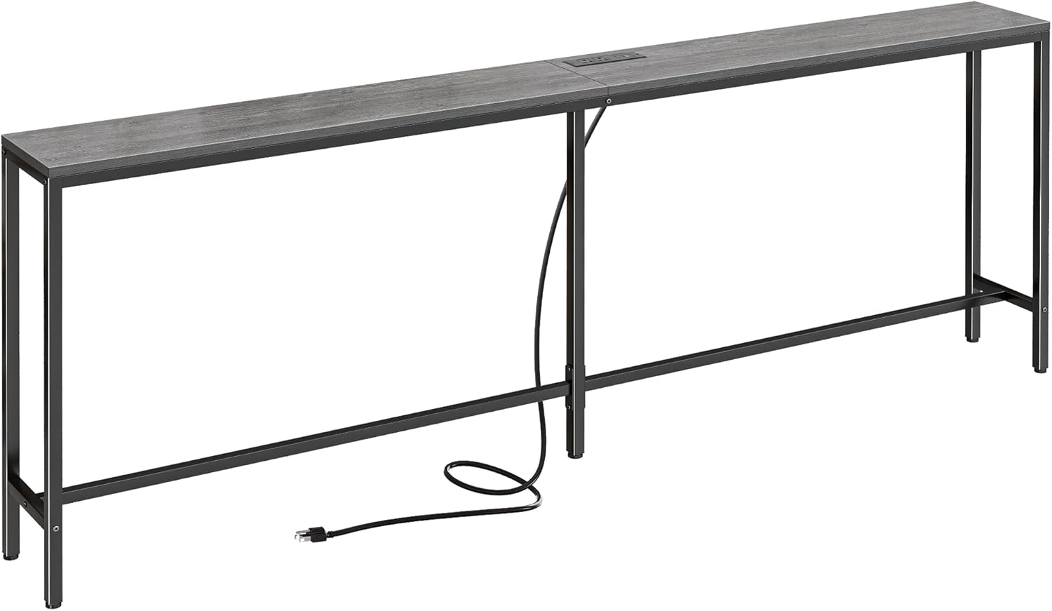 SUPERJARE 78.7 Inch Console Table with Outlet, Sofa Table with Charging Station, Narrow Hallway Entryway Table, Behind Couch Table, for Living Room, Charcoal Gray 7.9"D x 78.7"W x 31.5"H Charcoal Gray