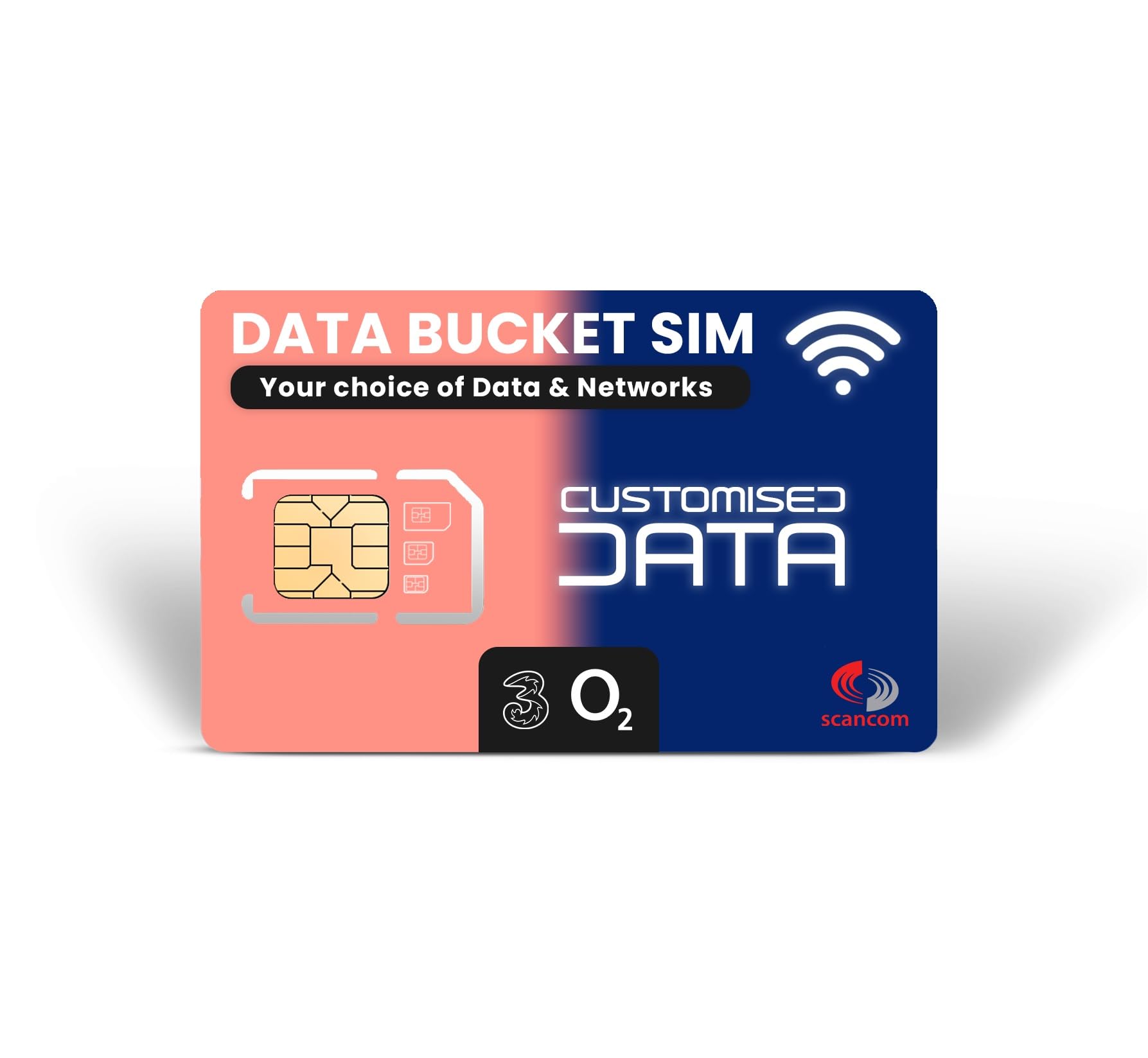 Scancom Construye tu propia tarjeta SIM de datos: elige tu combinación de cubo de datos entre EE, Three, O2 y Vodafone (tres y O2, 300 GB)
