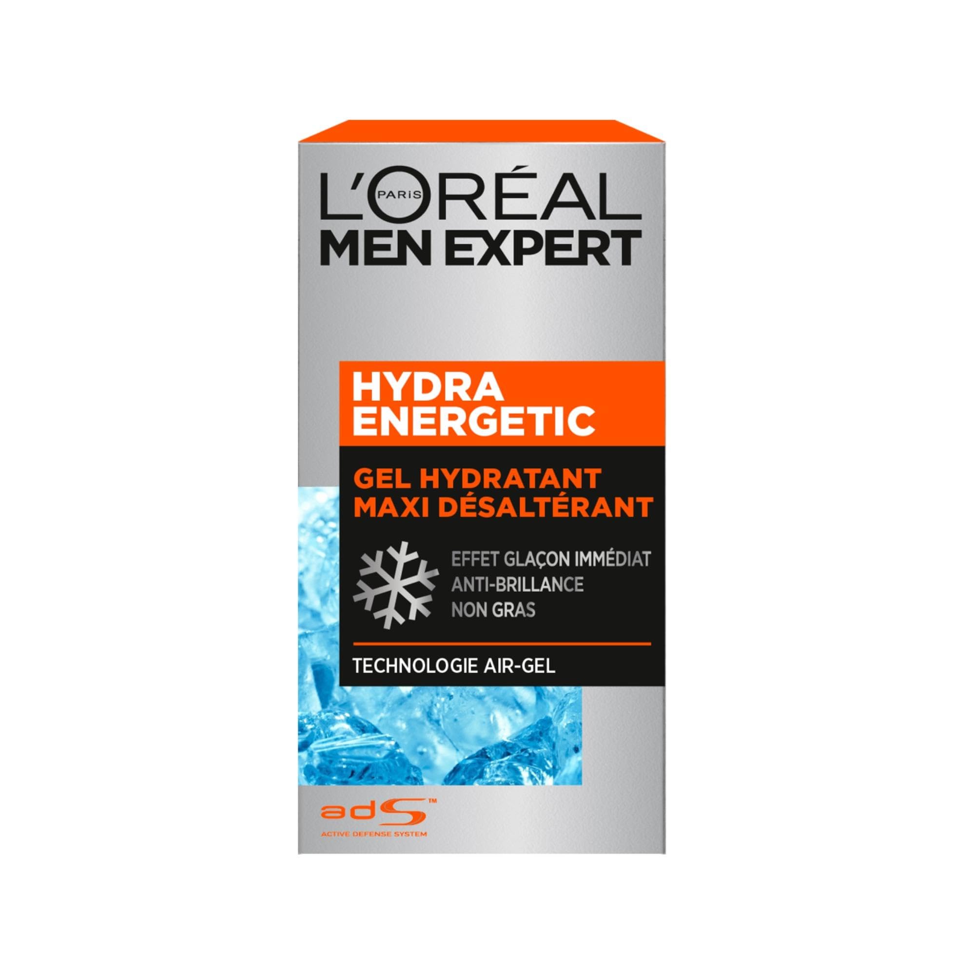 L'Oréal Men Expert - Nawilżający żel do twarzy dla mężczyzn - Maxi Giszący pragnienie - Odświeżający efekt kostek lodu - Technologia Air-Gel - Wszystkie rodzaje skóry - Hydra Energetic - 50 ml | Technologia Air-Gel, efekt chłodzenia, ultra świeża konsyste