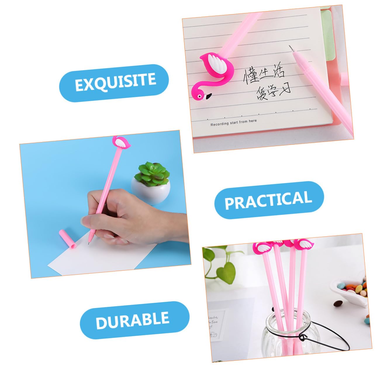 80 Pièces Lot de Stylos Gel Flamant pour Étudiants Pointe Fine Design Cartoon Écriture Scolaire Léger pour Filles et Garçons
