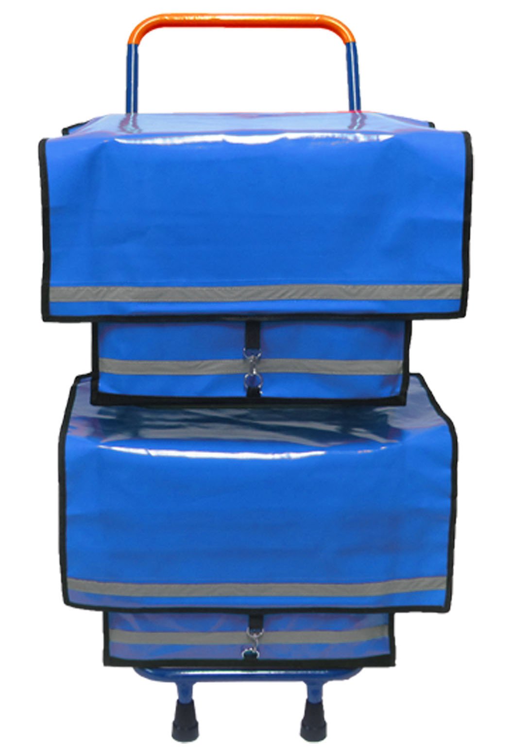 Zeitungsroller Zeitungswagen Multi 2 mit Zwei blauen Zeitungstaschen aus LKW-Plane, Zustellerbedarf