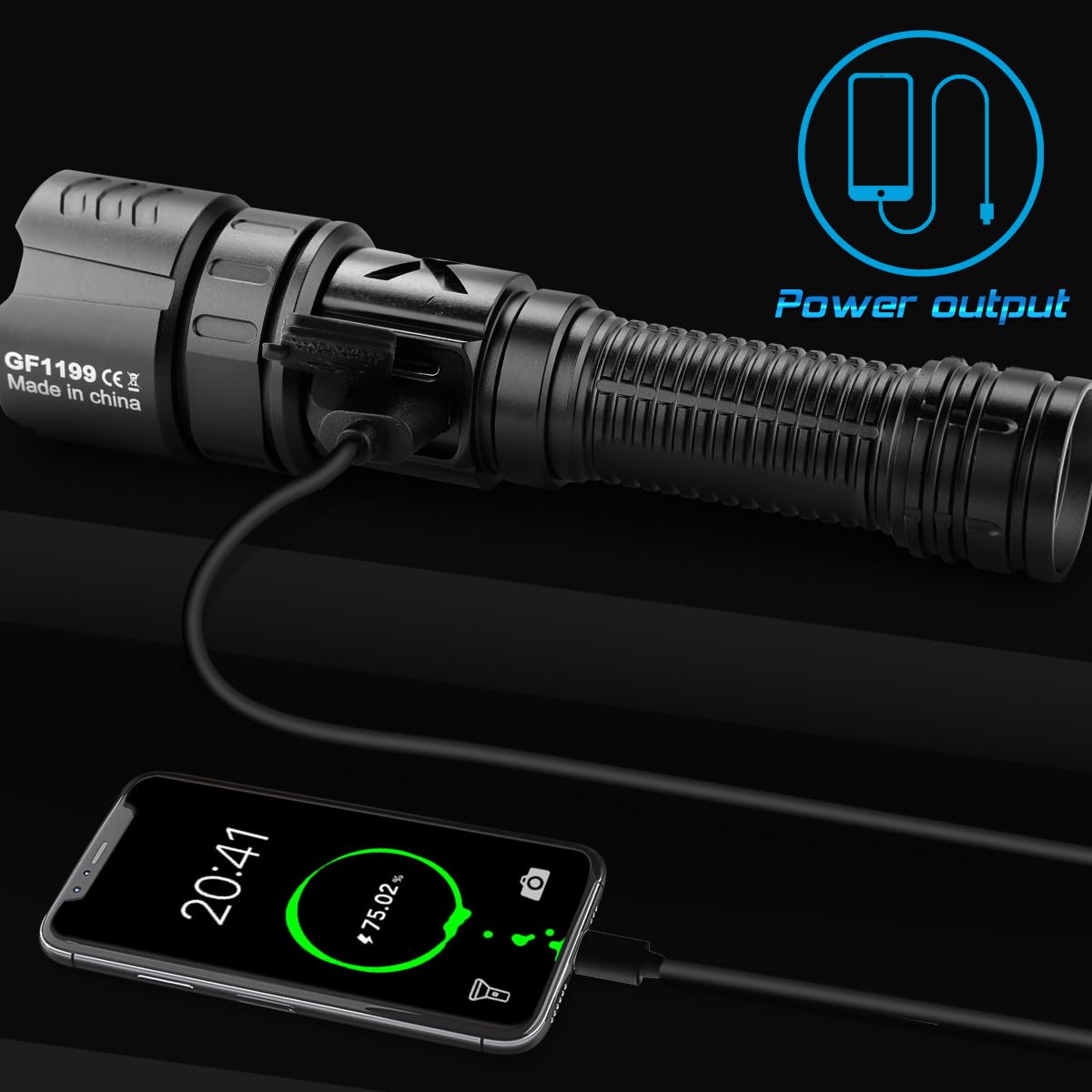 Lampe Torche LED Goreit XHP70.2 Rechargeable USB - 10000 Lumens, étanche IP67, Aluminium