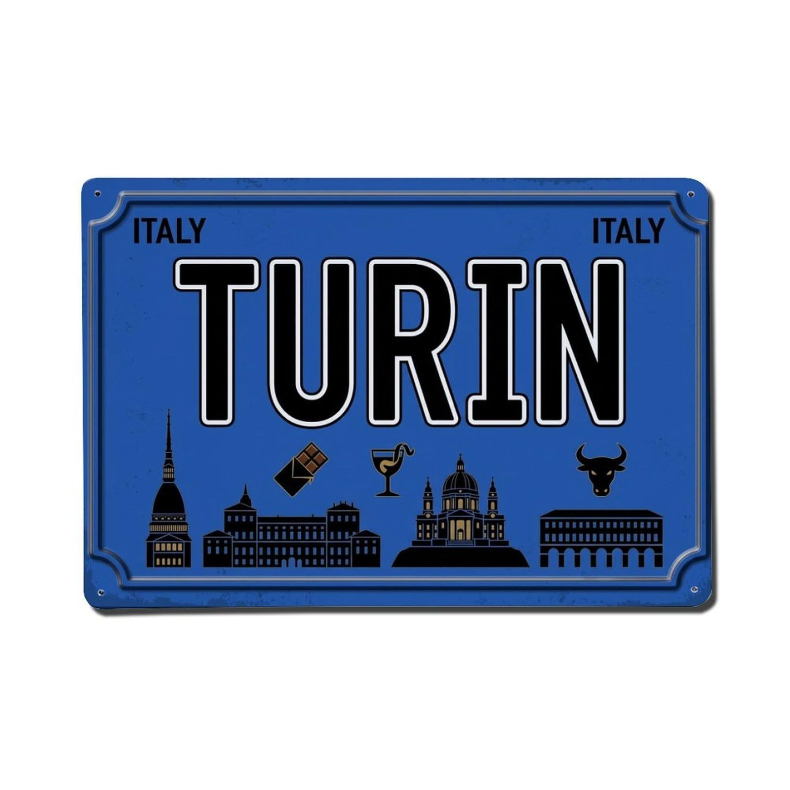Xanthor Style Vintage Travel Turin Italy Mole Palace Metal Tin Sign