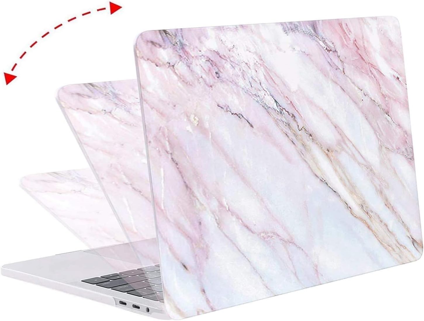 MOSISO Compatible with MacBook Pro 13 inch Case M2 2022, 2021, 2020-2016 A2338 M1 A2251 A2289 A2159 A1989 A1708 A1706, Plastic Pattern Hard Shell&Keyboard Cover&Screen Protector, Pink Marble