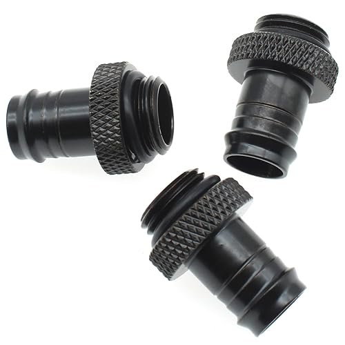 G14" a 38" Barb Fitting para tubos blandos 3 piezas latón PC púa codo para computadora sistema de refrigeración por agua FDXGYH, negro