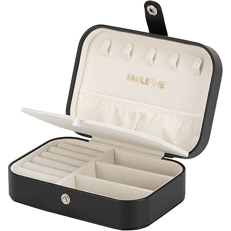 Amazon Smileshe ジュエリーボックス ジュエリーケース アクセサリーケース アクセサリー収納 アクセサリーボックス 宝物箱 ピアス収納 指輪ケース 収納ボックス コンパクト 携帯用 小物入れ 仕切り調節 贈り物 プレゼント 女性 ジュエリー収納 オンライン通販