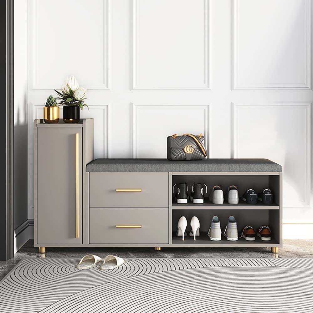 Farmhouse Schuhschrank Mit Scheunentür-Design – 2 Klappschubladen, Verstellbare Regale, Schmal