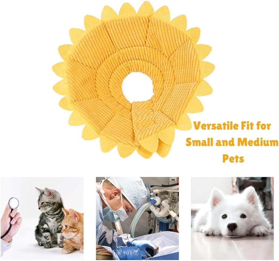 POPETPOP Soft Sunflower Recovery Collar 13.77In 0.17lb Washable Anti-Scratch Cone for Post-Surgery Wound Protection, Adjustable for Large Dogs (XL)
