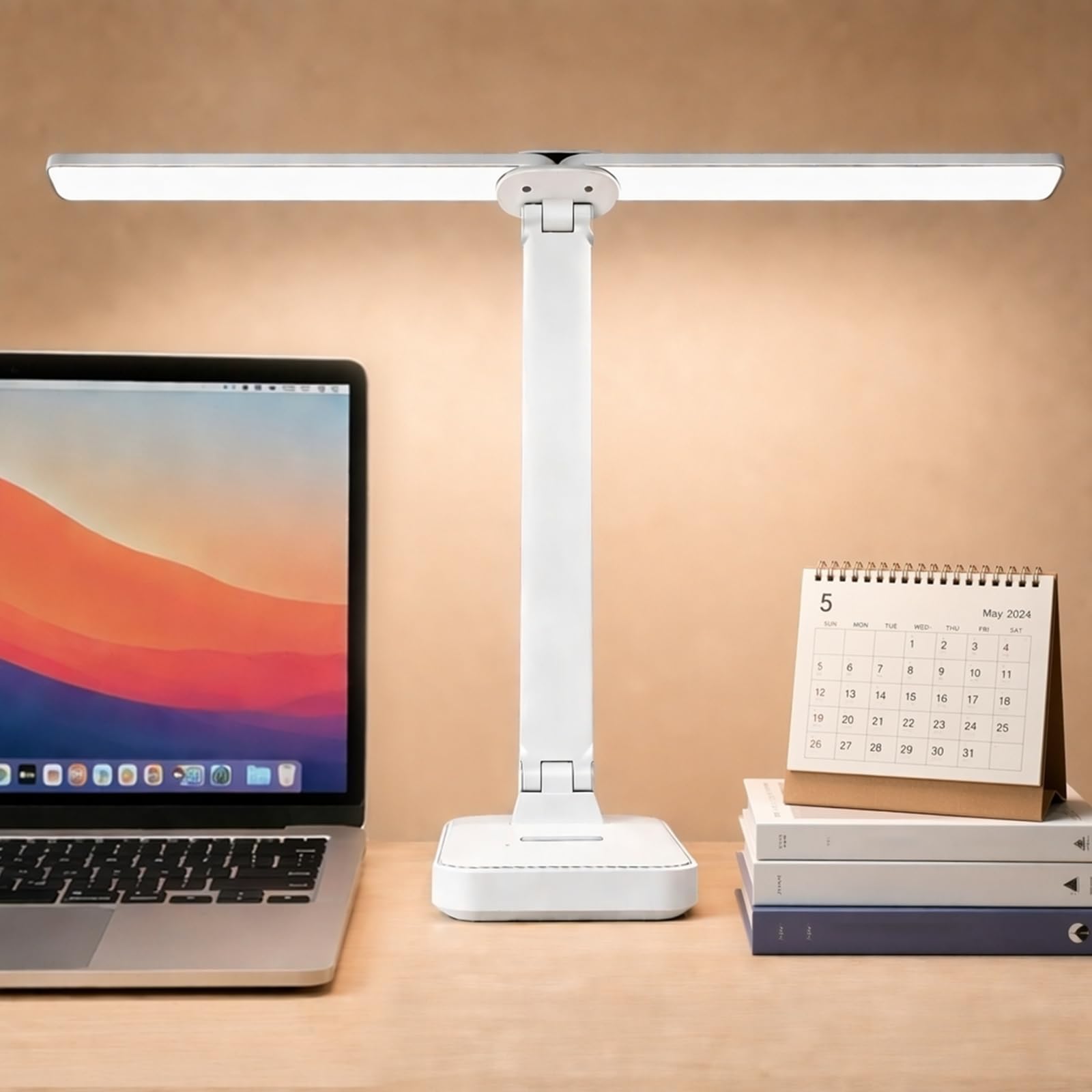 Songlypian Double Head LED Desk Lamp, Dimmable Lamp with Clip, 3 Colour Temperatures and Adjustable Brightness, Touch Control, Flexible Eye Protection Lamp for Work, Reading, Study