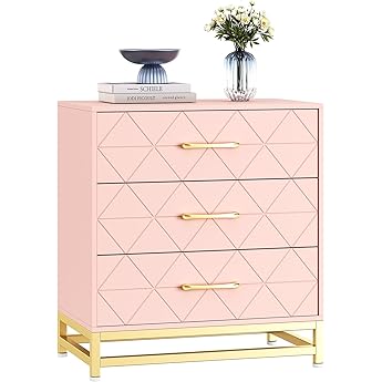 GarveeHome Dresser for Bedroom with 8 Drawer, TV Stand Dressers Chest of Drawers Large Wood Dresser for Storage and Organization (Pink)