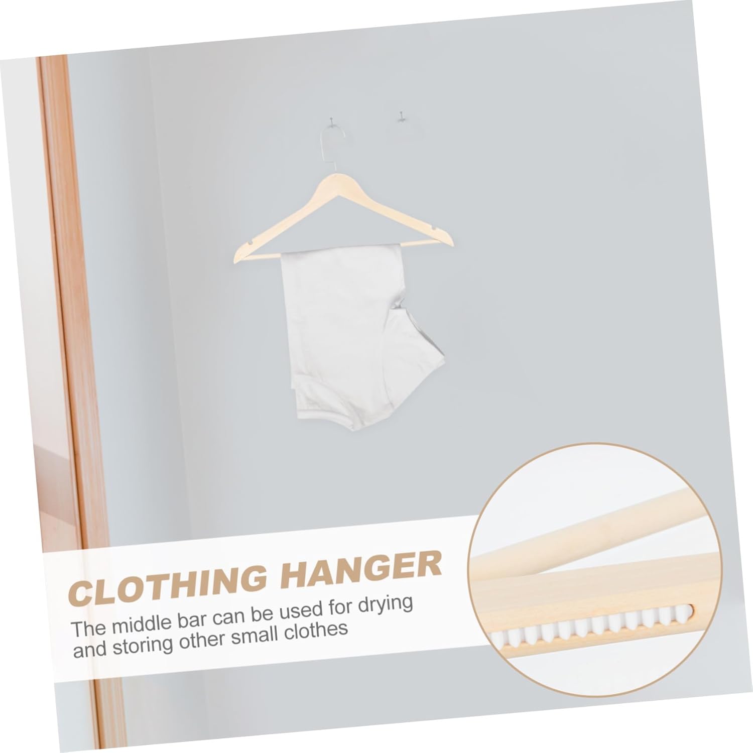 VALICLUD 10Pcs Wooden Clothes Hangers Non-Skid Traceless Trousers Holders with Smooth Surface and Hook for Home Clothes Storage and Drying