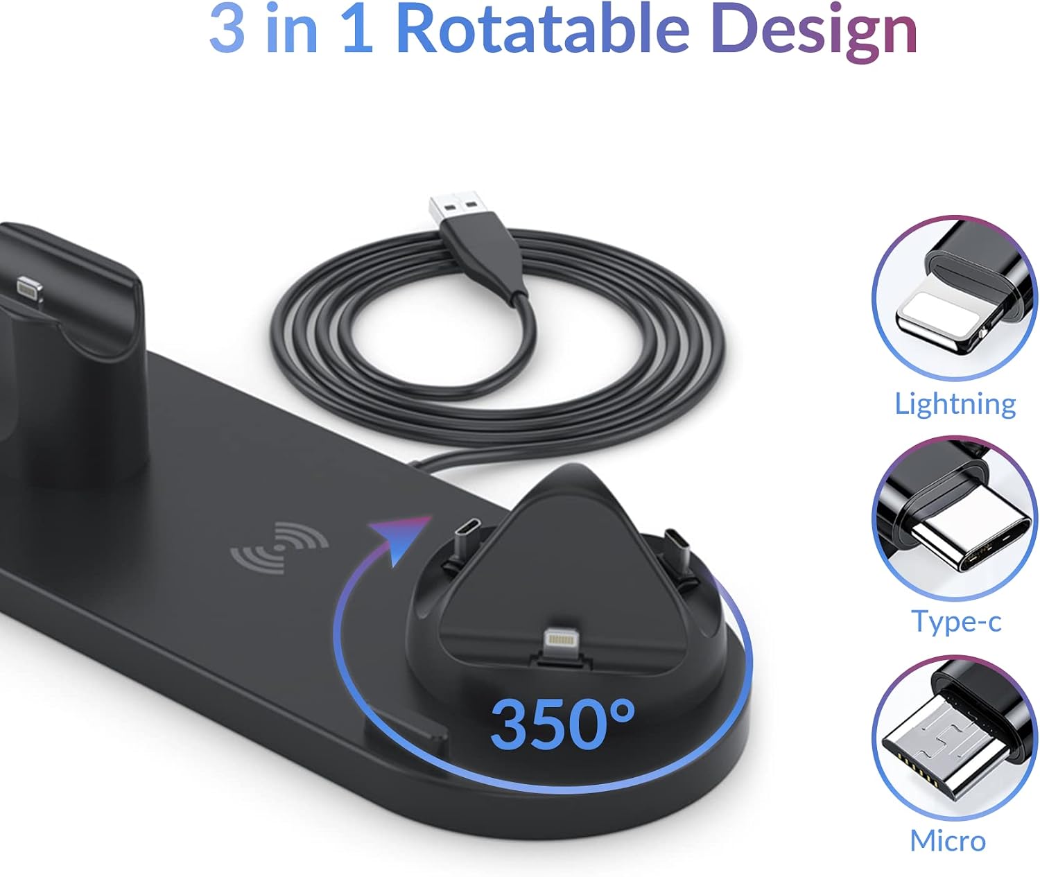 Wireless Charger,3 in 1 Wireless Charging Station for iPhone 13/13 Mini/13 Pro/13 Pro Max/12/12 Mini/12 Pro/11/11 Pro Max/XS Max/XR,Wireless Charging Pad Compatible with iWatch and AirPods Pro/3/2