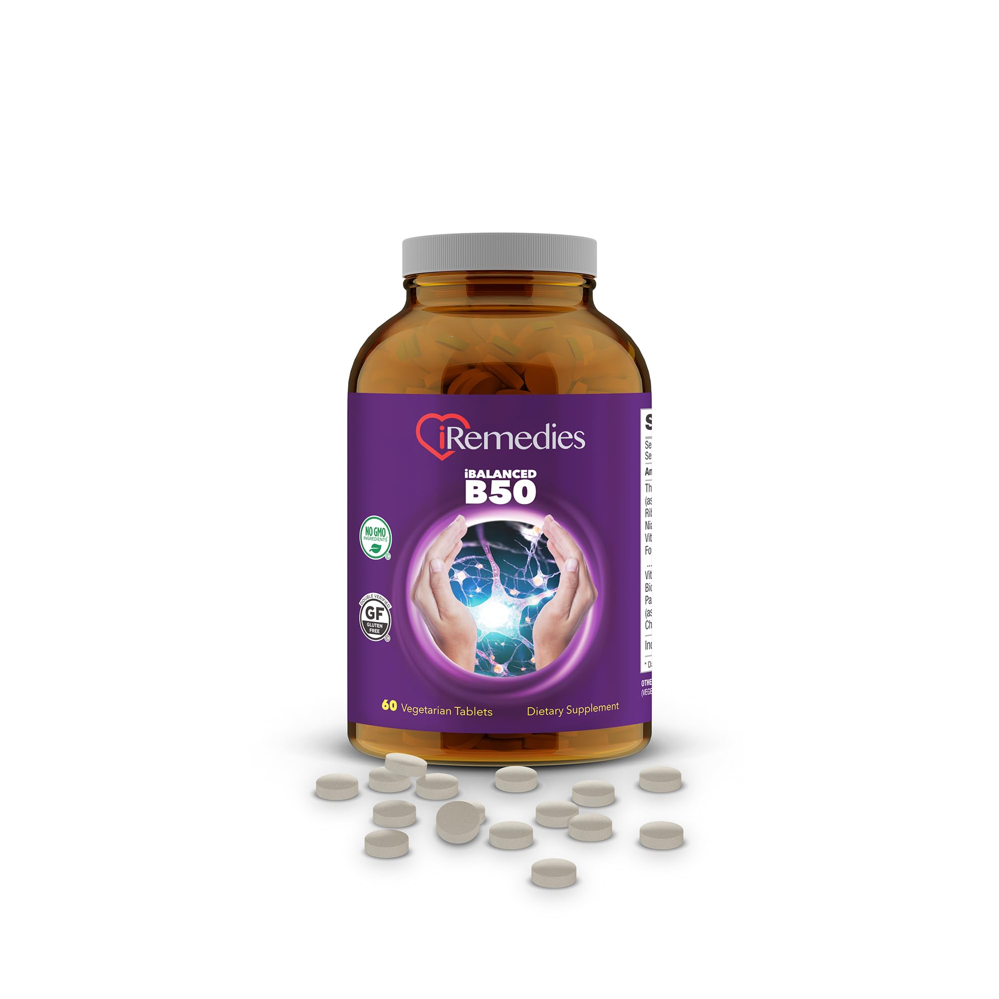 iRemedies i Balanced B-50 Complex – Complete Vitamin B Supplement for Energy, Stress Support, and Overall Wellness – 60 Veg Tablets