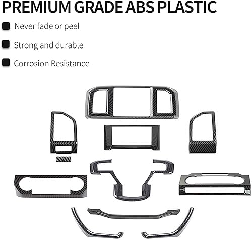 Miniatura 5 de CheroCar Kit de decoración interior de fibra de carbono, 11 piezas para Ford F150 2015-2020, marco de botón de dirección, cubierta de salpicadero,