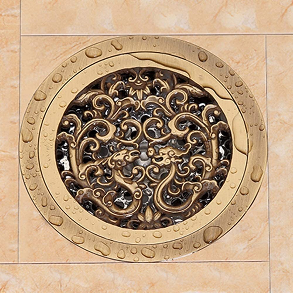 Desagüe de Piso de Acero antiolor - Desagüe de Ducha de Cobre para baño y jardín, Cuadrado, Desmontable, diseño antiobstrucción, Resistente a la corrosión y fácil de Limpiar, una Mejora esen