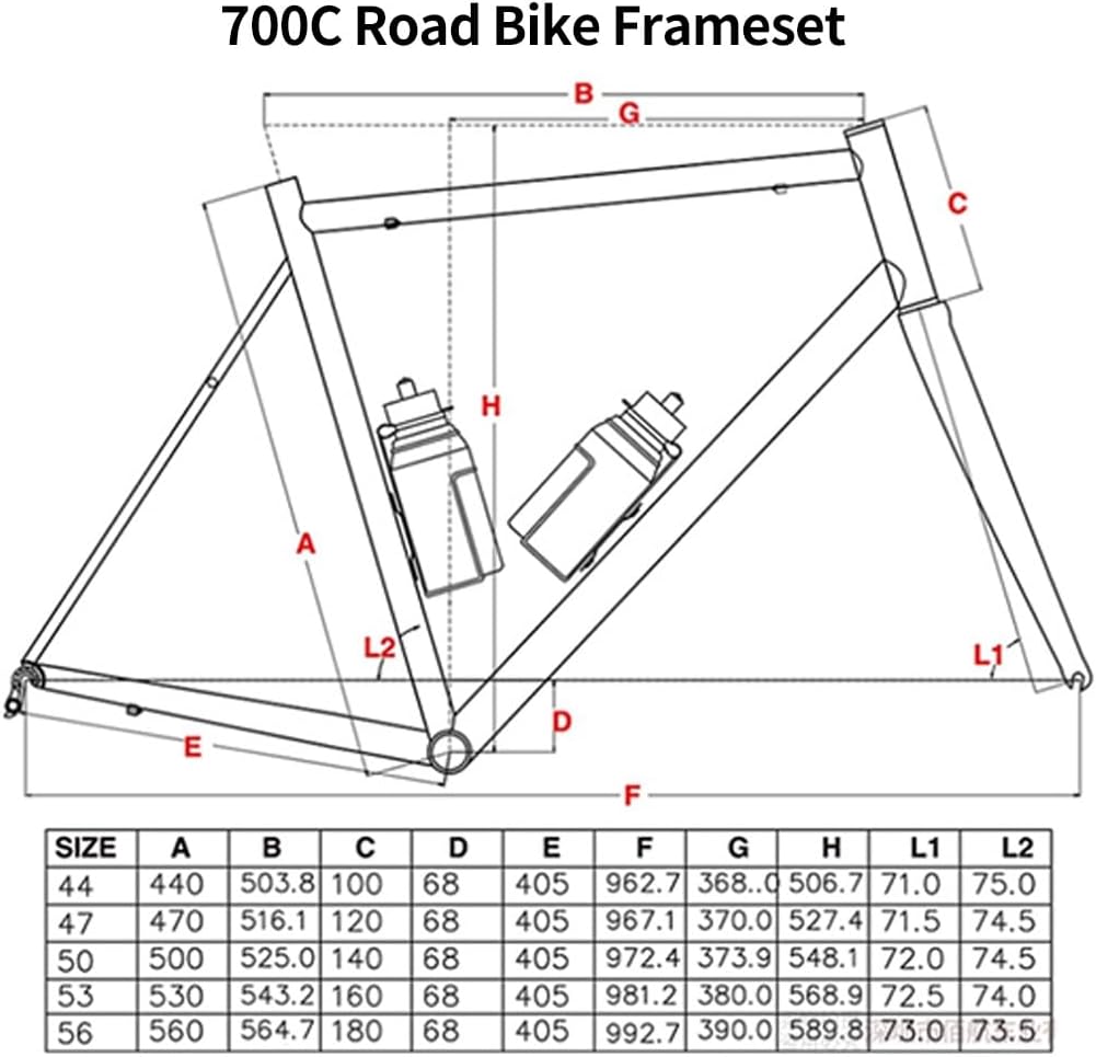 47 50 53 56cm Road Bike Frameset 700C*23/25C Cr-Mo Steel Frame C Brake Bike Frame Quick Release 100/130mm(Blue,53cm)
