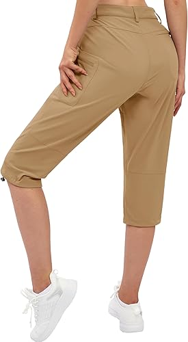 Miniatura 2 de TACVASEN Pantalones capri tipo cargo para mujer, ligeros, de secado rápido, pantalones largos de viaje, para golf, casual, verano, bolsillos con