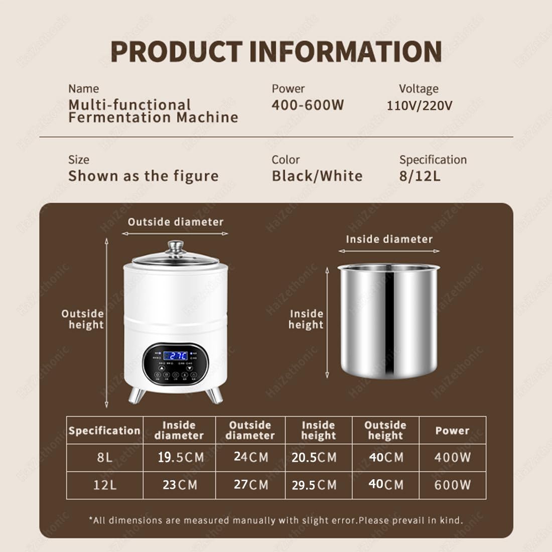 Yogurtiera,Macchina Gelato Multifunzione 8l,Fermentatore per Yogurt, Macchina Automatica per Yogurt 400 W,Yogurtiera Professionale White-8L
