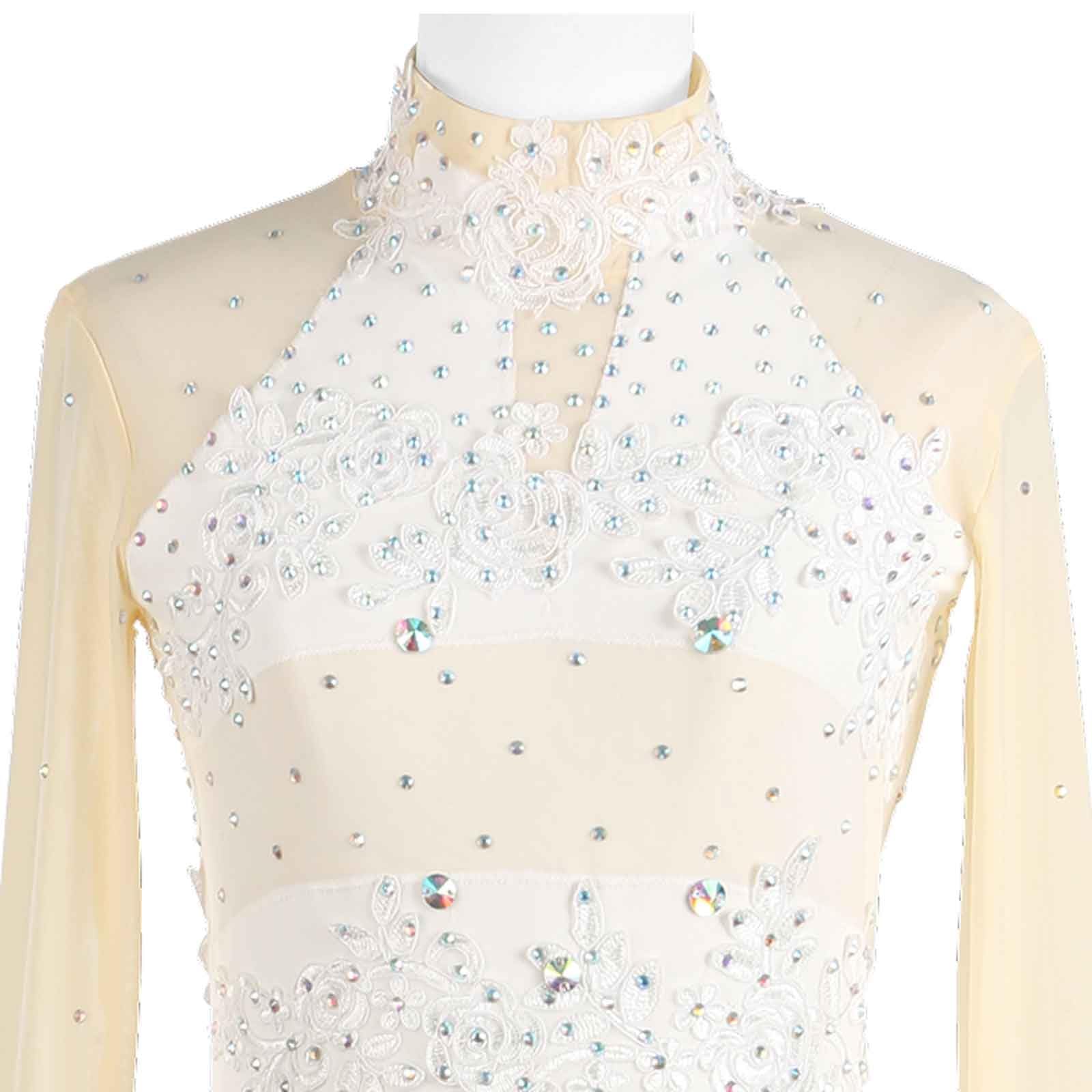 Vestido de patinaje artístico sobre hielo for niñas, trajes de baile de competición de retales estampados for mujeres con diamantes de imitación brillantes