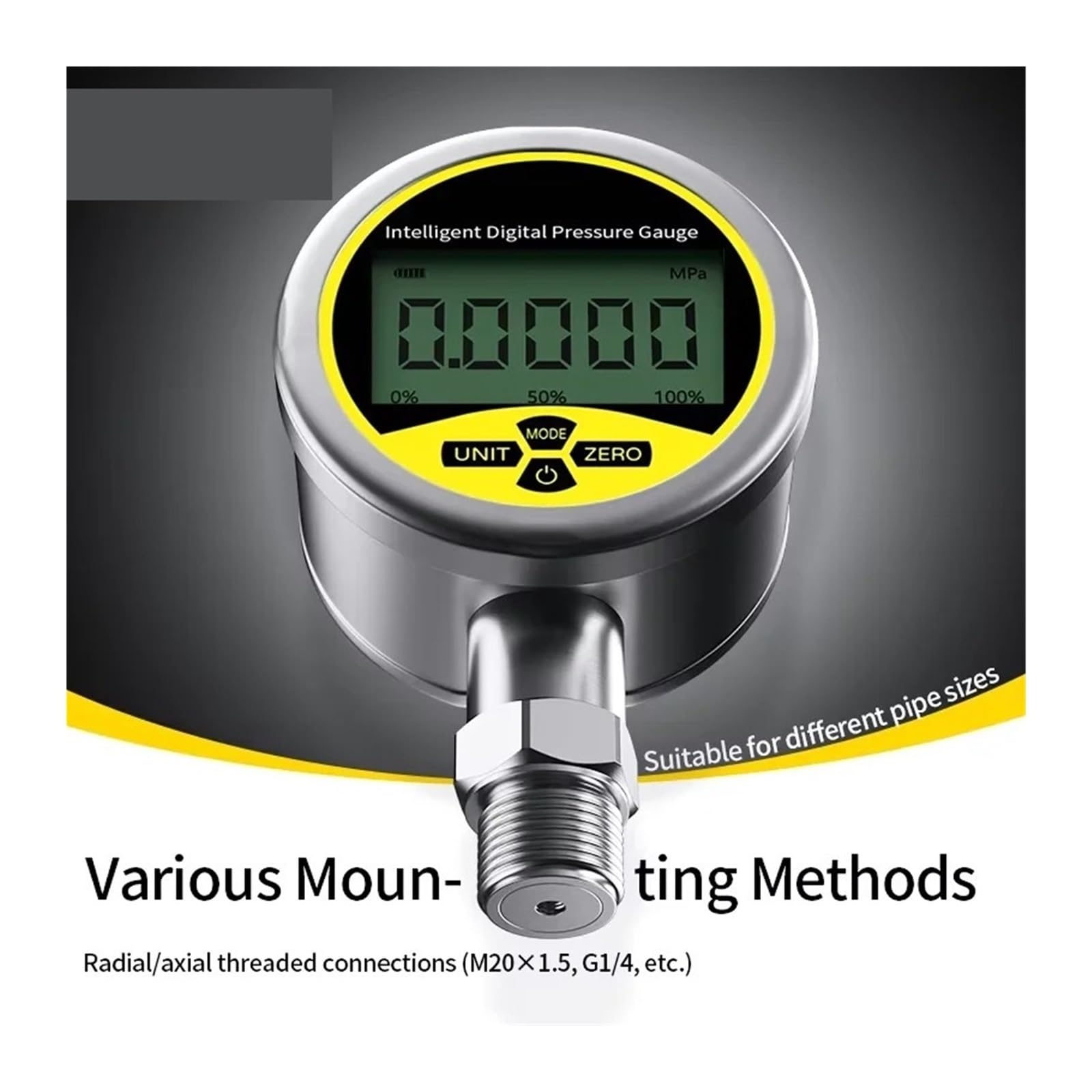 Manómetro digital, Medidor de presión 0,1bar/1bar/10bar, manómetro con pantalla LCD, 100kpa,1-0,06Mpa(0.2 80mm G1-4,0-10Bar)