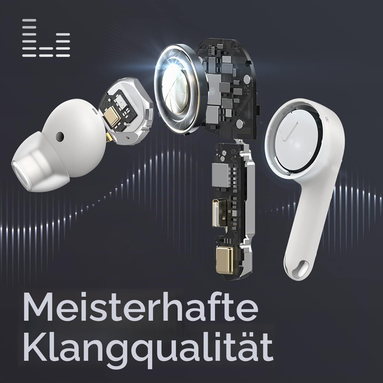 Amazfit Powerbuds Pro Sport Kopfhörer Bluetooth kabellose Earbuds mit aktiver Noise Cancelling, Herzfrequenzüberwachung, Fitnesstracking, 4 Modi, 6 Mikrofonen, 30H Spielzeit, Weiß, Normal