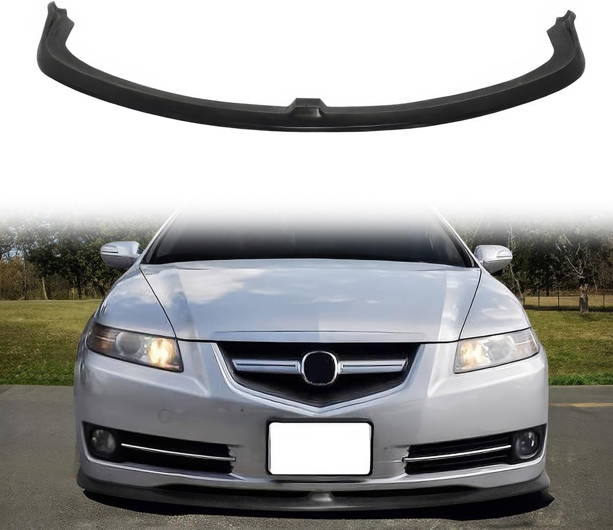 Front Bumper Lip Compatible with 2007-2008 Acura TL Base Only, Unpainted Black CS Style Polyurethane Front Lower Chin Spoiler Protector, 1 PC
